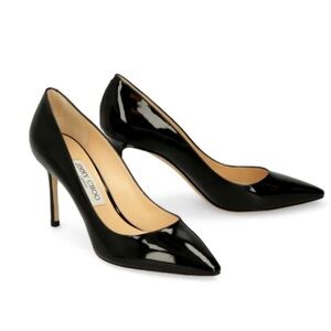 Jimmy Choo Romy Black Patent Leather Heels 85mm